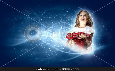To use this stock image in your creative project, please select the size you need over to the right and click the "Add to Cart" button.
Your downloaded image will come with the Cutcaster watermark removed so don’t worry about the watermark you see on this page. Happy girl opening gift box stock photo, A cute young girl holding a christmas gift, dark background with christmas light bokeh by Sergey Nivens