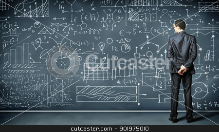 To use this stock image in your creative project, please select the size you need over to the right and click the "Add to Cart" button.
Your downloaded image will come with the Cutcaster watermark removed so don’t worry about the watermark you see on this page. Business person against the blackboard stock photo, Business person standing against the blackboard with a lot of data written on it by Sergey Nivens