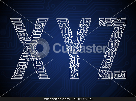 Circuit board letters Circuit board letters stock vector clipart, Set of Circuit board style letters by vtorous