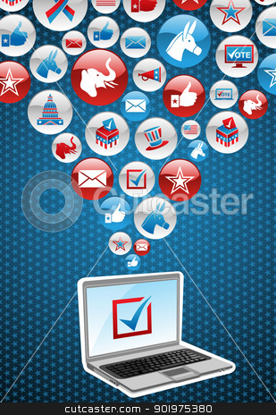 To use this stock image in your creative project, please select the size you need over to the right and click the "Add to Cart" button.
Your downloaded image will come with the Cutcaster watermark removed so don’t worry about the watermark you see on this page. USA elections electronic voting stock vector clipart, USA elections online voting: notebook with politics icons splash background. Vector file layered for easy manipulation and custom coloring. by Cienpies Design