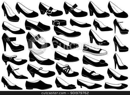 To use this stock image in your creative project, please select the size you need over to the right and click the "Add to Cart" button.
Your downloaded image will come with the Cutcaster watermark removed so don’t worry about the watermark you see on this page. Shoes illustration set stock vector clipart, Shoes illustration set isolated on white by Ioana Martalogu