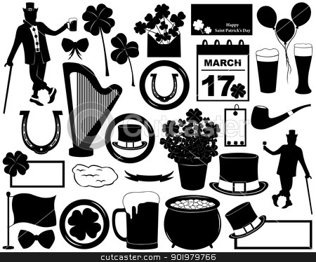 To use this stock image in your creative project, please select the size you need over to the right and click the "Add to Cart" button.
Your downloaded image will come with the Cutcaster watermark removed so don’t worry about the watermark you see on this page. Saint Patrick's Day elements stock vector clipart, Saint Patrick's Day elements isolated on white by Ioana Martalogu