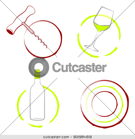 The wineglass, bottle of wine and corkscrew The wineglass, bottle of wine and corkscrew stock photo, Wine set of the wineglass, bottle of wine and wine corkscrew isolated on white. Vector illustration, eps8. by Kotkoa