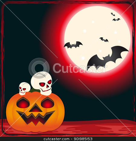 Skulls and pumpkin Skulls and pumpkin stock vector clipart, An illustration of skulls on pumpkin for the day of Halloween by Elsyann