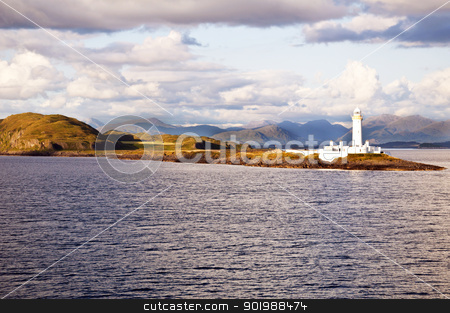 Scotland - Eilean Musdile Lighthouse Scotland - Eilean Musdile Lighthouse stock photo, The Eilean Musdile Lighthouse between Oban and Isle of Mull by SRSImages