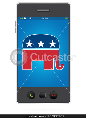 Realistic Mobile Phone on White Background with Republican Party Realistic Mobile Phone on White Background with Republican Party stock vector clipart, Realistic Mobile Phone on White Background with Republican Party by Erdem