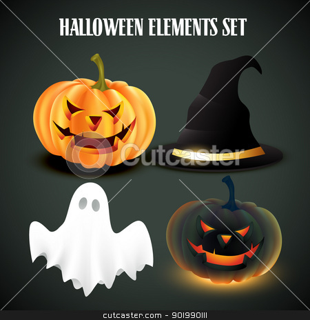Halloween vector set halloween vector set stock vector clipart, vector set of halloween elements by pinnacleanimates