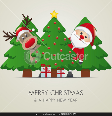 To use this stock image in your creative project, please select the size you need over to the right and click the "Add to Cart" button.
Your downloaded image will come with the Cutcaster watermark removed so don’t worry about the watermark you see on this page. reindeer santa claus christmas tree gift stock vector clipart, reindeer santa claus christmas tree gift box by d3images