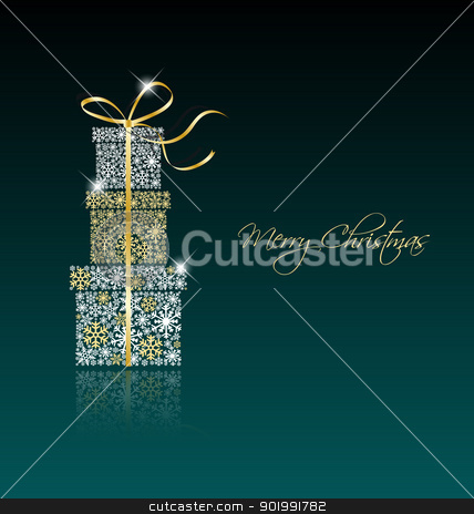 Christmas presents Christmas presents stock vector clipart, Elegant Christmas background with gift boxes made from snowflakes by Miroslava Hlavacova