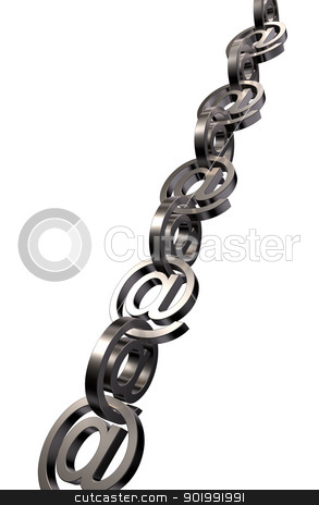 Email chain email chain stock photo, metal email chain on white background - 3d illustration by J?