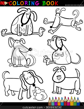 Cartoon Dogs for Coloring Book or Page Cartoon Dogs for Coloring Book or Page stock vector clipart, Coloring Book or Page Cartoon Illustration of Funny Dogs and Puppies for Children by Igor Zakowski