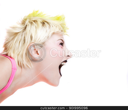 Punk Girl Shouting Punk Girl Shouting stock photo, Isolated image of a blonde punk girl shouting by HypnoCreative