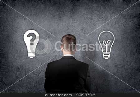 To use this stock image in your creative project, please select the size you need over to the right and click the "Add to Cart" button.
Your downloaded image will come with the Cutcaster watermark removed so don’t worry about the watermark you see on this page. Business person choose future direction stock photo, Businessman is standing in front of two direction signs. by Sergey Nivens