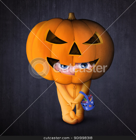 Halloween pumpkin mask Halloween pumpkin mask stock photo, Child with pumpkin mask for Halloween night by Giordano Aita