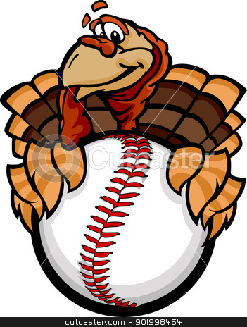 Baseball or Softball Happy Thanksgiving Holiday Turkey Cartoon V Baseball or Softball Happy Thanksgiving Holiday Turkey Cartoon V stock vector clipart, Cartoon Vector Image of a Happy Thanksgiving Holiday Baseball or Softball Turkey Holding a Baseball Ball by chromaco