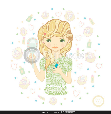 To use this stock image in your creative project, please select the size you need over to the right and click the "Add to Cart" button.
Your downloaded image will come with the Cutcaster watermark removed so don’t worry about the watermark you see on this page. Virgo stock photo, Horoscope. Zodiac signs -Virgo. Raster illustration of the girl. by Natalia Konstantinova