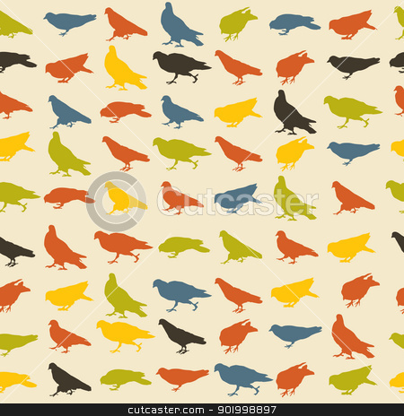 Birds pattern Birds pattern stock vector clipart, Seamless pattern with pigeons in retro tones by Richard Laschon