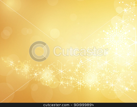 Golden sparkling star and snowflake border Golden sparkling star and snowflake border stock vector clipart, Festive golden background with shiny stars, snow flakes and bokeh lights. by Ina Wendrock