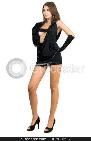 Sexy leggy woman in black dress Sexy leggy woman in black dress stock photo, Sexy leggy woman in black dress. Isolated by Sergii Sukhorukov