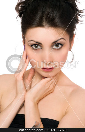 To use this stock image in your creative project, please select the size you need over to the right and click the "Add to Cart" button.
Your downloaded image will come with the Cutcaster watermark removed so don’t worry about the watermark you see on this page. Closeup portrait of pretty brunette. Isolated stock photo, Closeup portrait of pretty brunette. Isolated on white by Sergii Sukhorukov
