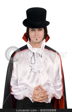 To use this stock image in your creative project, please select the size you need over to the right and click the "Add to Cart" button.
Your downloaded image will come with the Cutcaster watermark removed so don’t worry about the watermark you see on this page. young man in a suit of Count Dracula stock photo, Smiling young man in a suit of Count Dracula by Sergii Sukhorukov