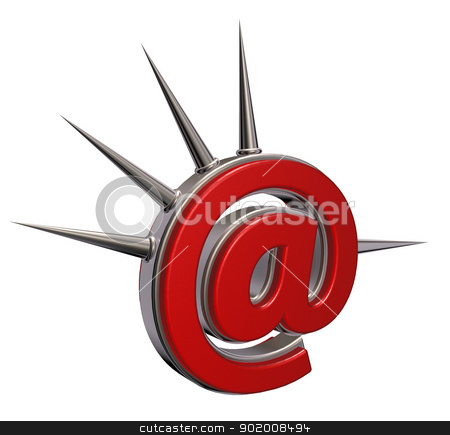 To use this stock image in your creative project, please select the size you need over to the right and click the "Add to Cart" button.
Your downloaded image will come with the Cutcaster watermark removed so don’t worry about the watermark you see on this page. email punk stock photo, email symbol with prickles on white background- 3d illustration by J?