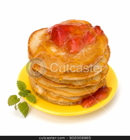 Pancakes Pancakes stock photo, Pancakes stack on white background by Natika