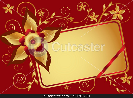To use this stock image in your creative project, please select the size you need over to the right and click the "Add to Cart" button.
Your downloaded image will come with the Cutcaster watermark removed so don’t worry about the watermark you see on this page. Red floral background stock vector clipart, Red background with gold flower ornament and a place for the text. by monicaodo