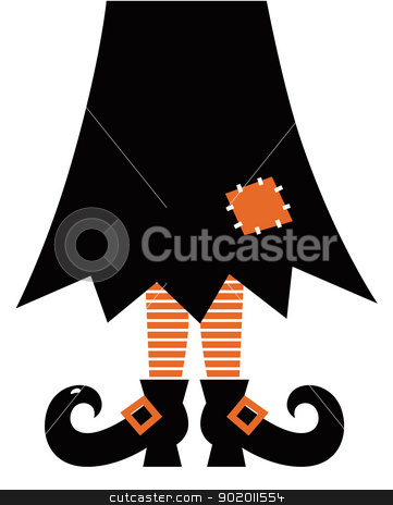 Retro Halloween Witch isolated on white Retro Halloween Witch isolated on white stock vector clipart, Halloween's witch. Orange striped legs, skirt and boots. by Jana Guothova