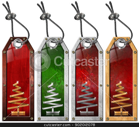 To use this stock image in your creative project, please select the size you need over to the right and click the "Add to Cart" button.
Your downloaded image will come with the Cutcaster watermark removed so don’t worry about the watermark you see on this page. Set of Christmas Tags - 4 items stock photo, Four grunge metallic and wooden tags with stylized Christmas tree
by catalby