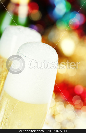 Champagne Champagne stock photo, Champagne on Christmas tree background by klenova