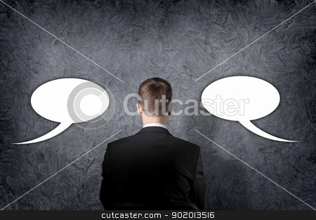 Businessman making a choice Businessman making a choice stock photo, Senior businessman thinking and making choice while looking up by Sergey Nivens