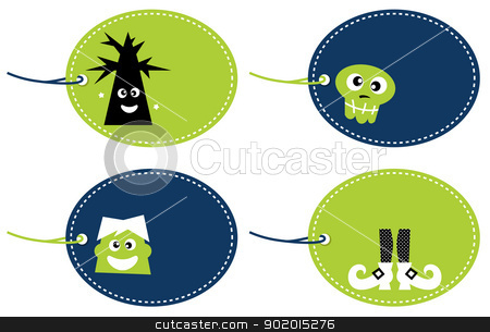 To use this stock image in your creative project, please select the size you need over to the right and click the "Add to Cart" button.
Your downloaded image will come with the Cutcaster watermark removed so don’t worry about the watermark you see on this page. Halloween funny tags set isolated on white stock vector clipart, Cute cartoon halloween tags - green. Vector by Jana Guothova