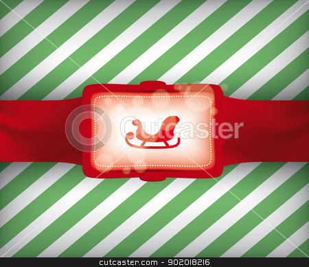 Christmas Sleigh Gift Wrap Illustration Christmas Sleigh Gift Wrap Illustration stock vector clipart, Christmas Sleigh Gift Wrap Vector Illustration with Striped Background Pattern eps10 by 99idesign