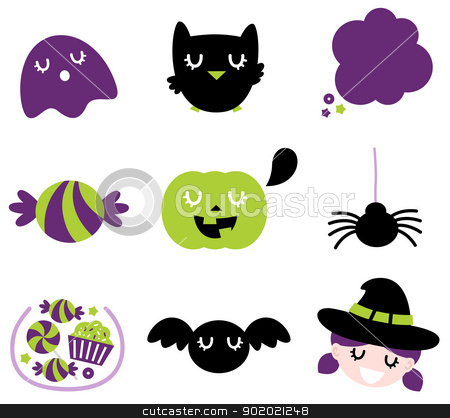 To use this stock image in your creative project, please select the size you need over to the right and click the "Add to Cart" button.
Your downloaded image will come with the Cutcaster watermark removed so don’t worry about the watermark you see on this page. Halloween icon set isolated on white stock vector clipart, Halloween seasonal icons. Vector cartoon by Jana Guothova