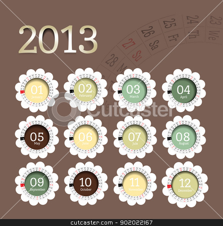 2013 calendar in flower form 2013 calendar in flower form stock photo, 2013 calendar in flower form. Vector illustration in scrapbooking style by sermax55