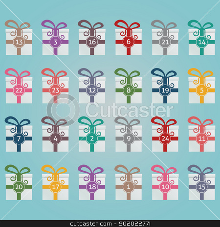 Colorful gift boxes advent calendar colorful gift boxes advent calendar stock vector clipart, colorful gift boxes advent calendar blue background by d3images