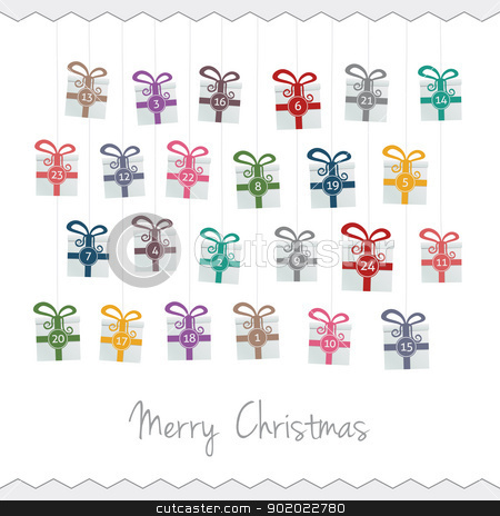To use this stock image in your creative project, please select the size you need over to the right and click the "Add to Cart" button.
Your downloaded image will come with the Cutcaster watermark removed so don’t worry about the watermark you see on this page. gift advent calendar stock vector clipart, gift boxes hang on twine advent calendar by d3images