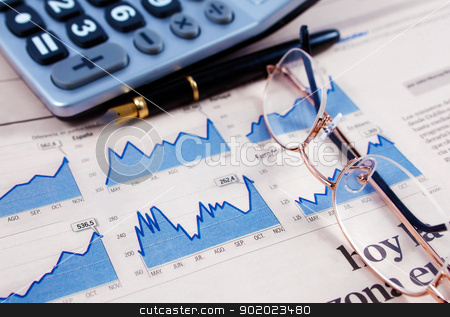 To use this stock image in your creative project, please select the size you need over to the right and click the "Add to Cart" button.
Your downloaded image will come with the Cutcaster watermark removed so don’t worry about the watermark you see on this page. Business and financial background stock photo, Business background with graphics,glasses,pen and calculator by carloscastilla