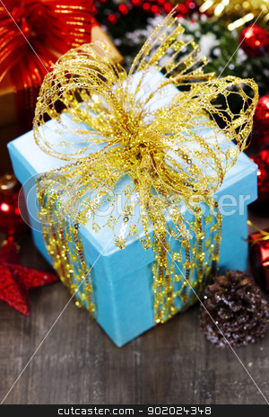 To use this stock image in your creative project, please select the size you need over to the right and click the "Add to Cart" button.
Your downloaded image will come with the Cutcaster watermark removed so don’t worry about the watermark you see on this page. Christmas composition stock photo, Christmas composition with gift box and decorations by klenova