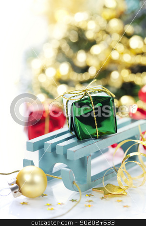 Christmas composition christmas composition stock photo, Bright christmas composition with sledge by klenova