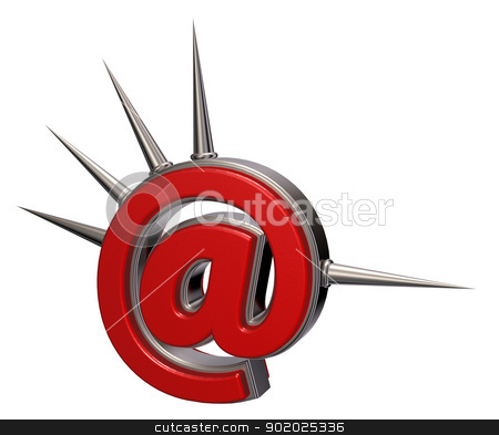 To use this stock image in your creative project, please select the size you need over to the right and click the "Add to Cart" button.
Your downloaded image will come with the Cutcaster watermark removed so don’t worry about the watermark you see on this page. email punk stock photo, email symbol with prickles on white background- 3d illustration by J?