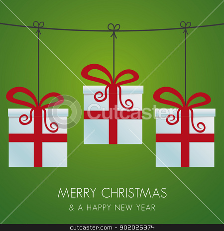 Christmas gift boxes hanging on twine christmas gift boxes hanging on twine stock vector clipart, christmas gift boxes hanging on a twine by d3images