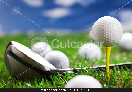Let's play a round of golf! Let's play a round of golf! stock photo, Golf ball on the green grass. Studio Shot! by fikmik