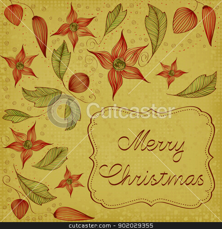 Floral Christmas Card Floral Christmas Card stock vector clipart, Art Nouveau floral christmas card by wingedcats