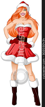 To use this stock image in your creative project, please select the size you need over to the right and click the "Add to Cart" button.
Your downloaded image will come with the Cutcaster watermark removed so don’t worry about the watermark you see on this page. Woman Dressed In Sexy Santa Clothes For Christmas stock vector clipart, A vector illustration of a red headed woman dressed in sexy Santa Claus clothes for Christmas. by Liron Peer