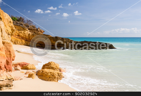 To use this stock image in your creative project, please select the size you need over to the right and click the "Add to Cart" button.
Your downloaded image will come with the Cutcaster watermark removed so don’t worry about the watermark you see on this page. Cupecoy Beach Sint Maarten stock photo, Sandstone cliffs frame Cupecoy Beach on Sint Maarten St Martin Caribbean by Steven Heap
