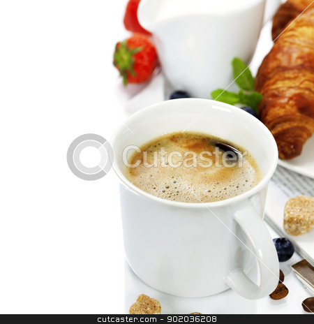 To use this stock image in your creative project, please select the size you need over to the right and click the "Add to Cart" button.
Your downloaded image will come with the Cutcaster watermark removed so don’t worry about the watermark you see on this page. breakfast stock photo, breakfast with coffee, croissant and magazine by klenova