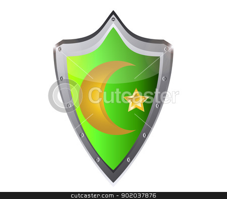 Muslim star and crescent on metal button black background vector illustration muslim star and crescent on metal button black background vector illustration stock vector clipart, muslim star and crescent on metal button black background vector illustration by vician