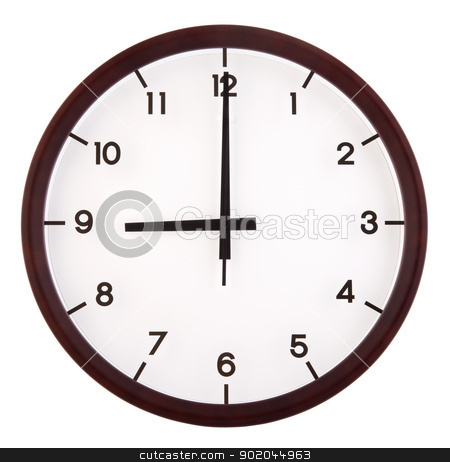 To use this stock image in your creative project, please select the size you need over to the right and click the "Add to Cart" button.
Your downloaded image will come with the Cutcaster watermark removed so don’t worry about the watermark you see on this page. Analog clock stock photo, Classic analog clock pointing at 9 o'clock, isolated on white background by szefei